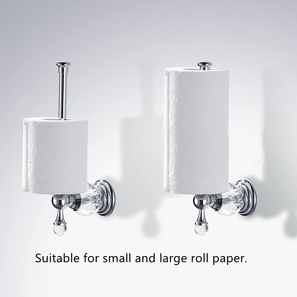 BATHSIR Crystal Toilet Paper Holder, SilverToilet Roll Holder Modern Bathroom Accessories Zinc Alloy Tissue Hanger Wall Mounted