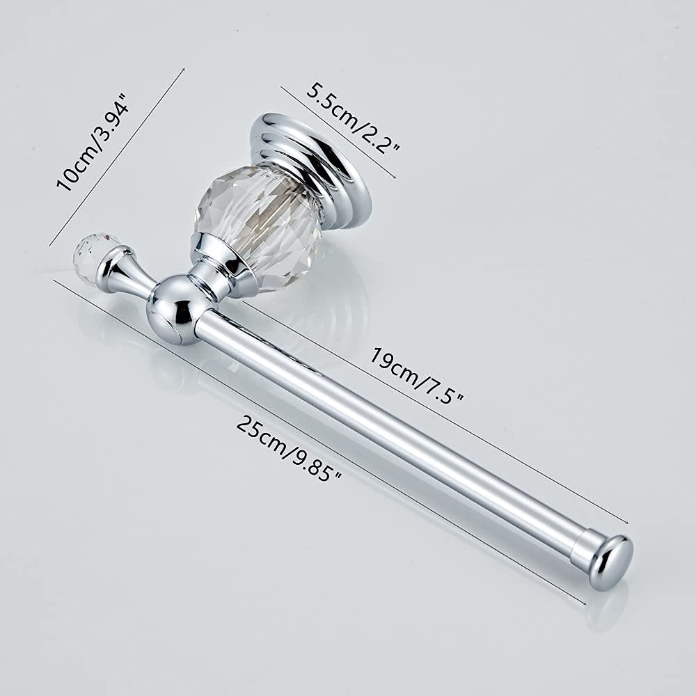 BATHSIR Crystal Toilet Paper Holder, SilverToilet Roll Holder Modern Bathroom Accessories Zinc Alloy Tissue Hanger Wall Mounted