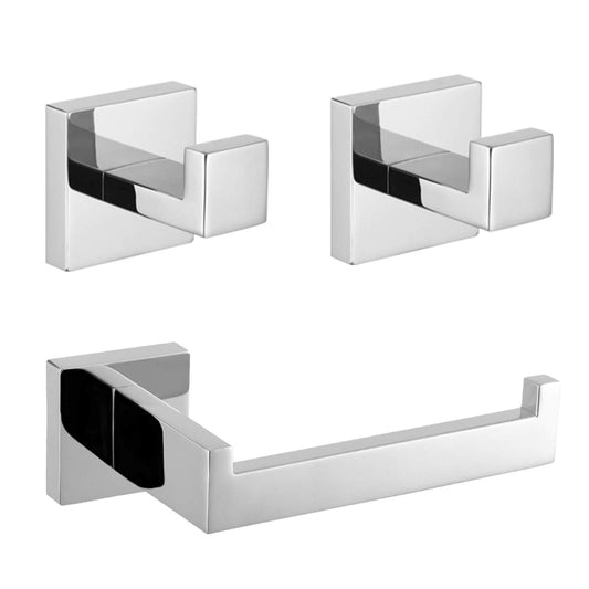Bathroom 3-Pieces Accessories Kit Bathroom Hardware Set Brushed Stainless Steel Wall Mounted - Includes Hand Towel Ring, 2X Robe Towel Hooks