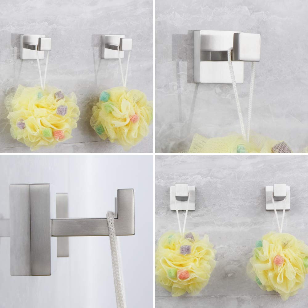 Bathroom 3-Pieces Accessories Kit Bathroom Hardware Set Brushed Stainless Steel Wall Mounted - Includes Hand Towel Ring, 2X Robe Towel Hooks