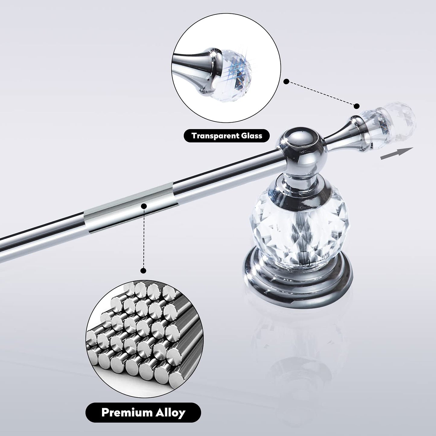 BATHSIR Crystal Toilet Paper Holder, SilverToilet Roll Holder Modern Bathroom Accessories Zinc Alloy Tissue Hanger Wall Mounted