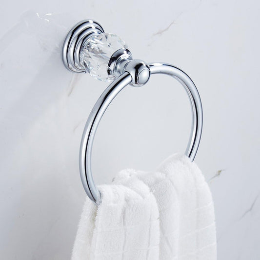 BATHSIR Crystal Towel Ring, Bathroom Hand Towel Holder Chrome Towel Rack Accessories Wall Mounted, Polished