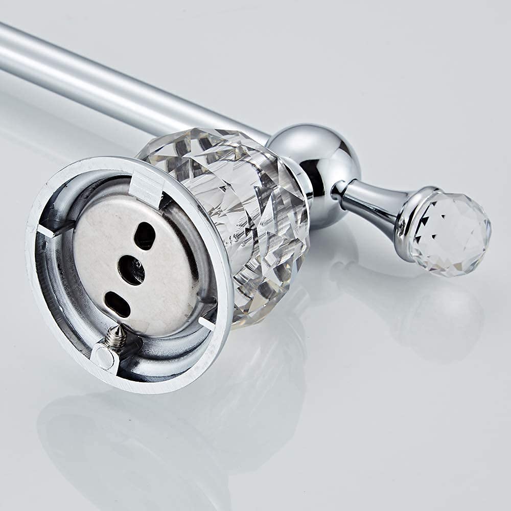 BATHSIR Crystal Toilet Paper Holder, SilverToilet Roll Holder Modern Bathroom Accessories Zinc Alloy Tissue Hanger Wall Mounted