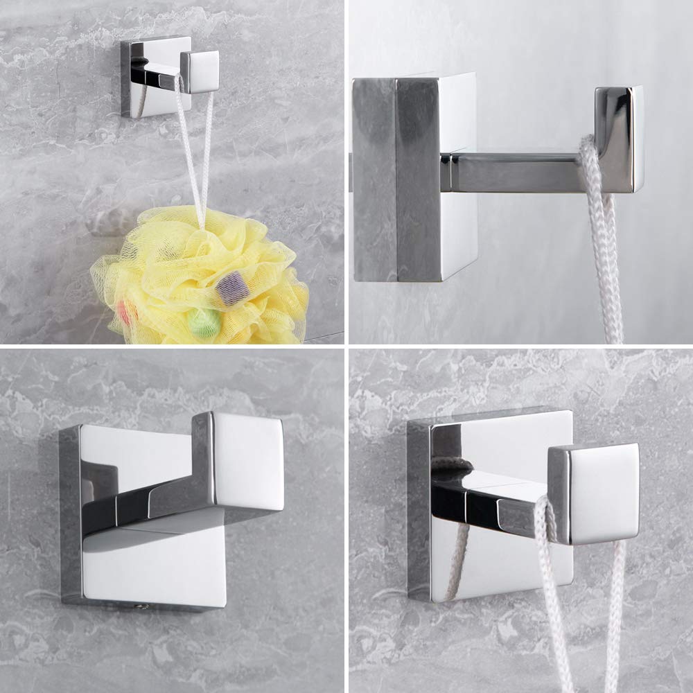 Bathroom 3-Pieces Accessories Kit Bathroom Hardware Set Brushed Stainless Steel Wall Mounted - Includes Hand Towel Ring, 2X Robe Towel Hooks