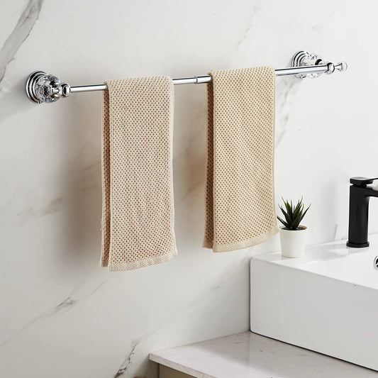 BATHSIR Crystal Towel Bar 24 Inch, Chrome Bathroom Towel Rack, Hand Towel Holder Wall Mounted