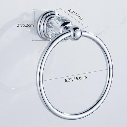 BATHSIR Crystal Towel Ring, Bathroom Hand Towel Holder Chrome Towel Rack Accessories Wall Mounted, Polished