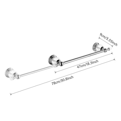 BATHSIR Crystal Towel Bar 24 Inch, Chrome Bathroom Towel Rack, Hand Towel Holder Wall Mounted