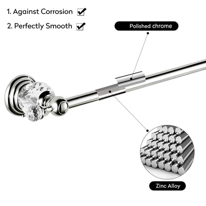 BATHSIR Crystal Towel Bar 24 Inch, Chrome Bathroom Towel Rack, Hand Towel Holder Wall Mounted